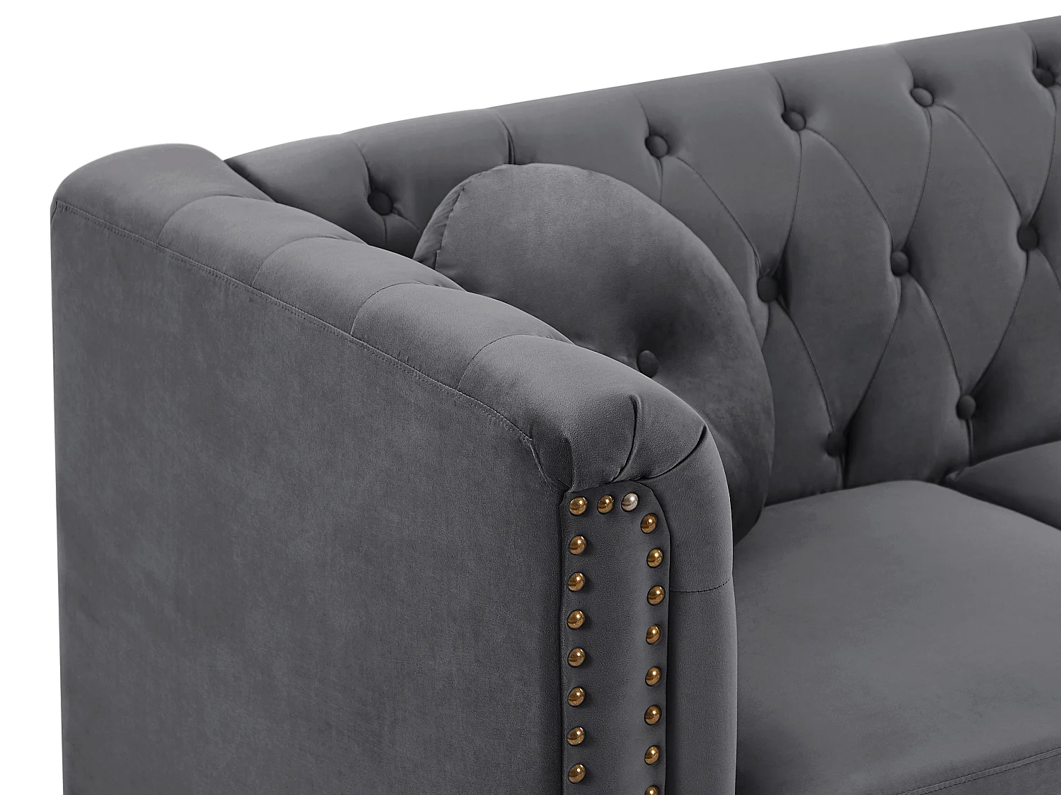 Ecksofa - Ecke wechselbar - Samt - Anthrazit - TURNER