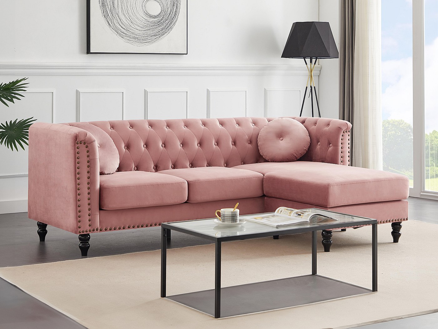 Copridivano Angolare Universale Arricciato – Rosa Antico – 100% Cotone Made In Italy - 2
