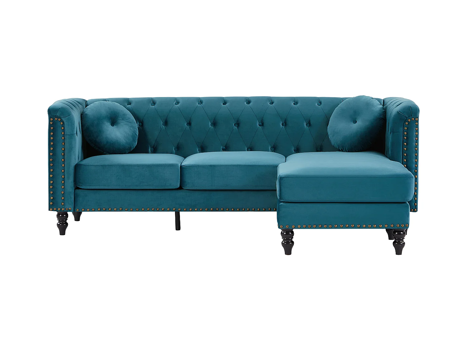 Canapé d'angle réversible en velours bleu canard TURNER