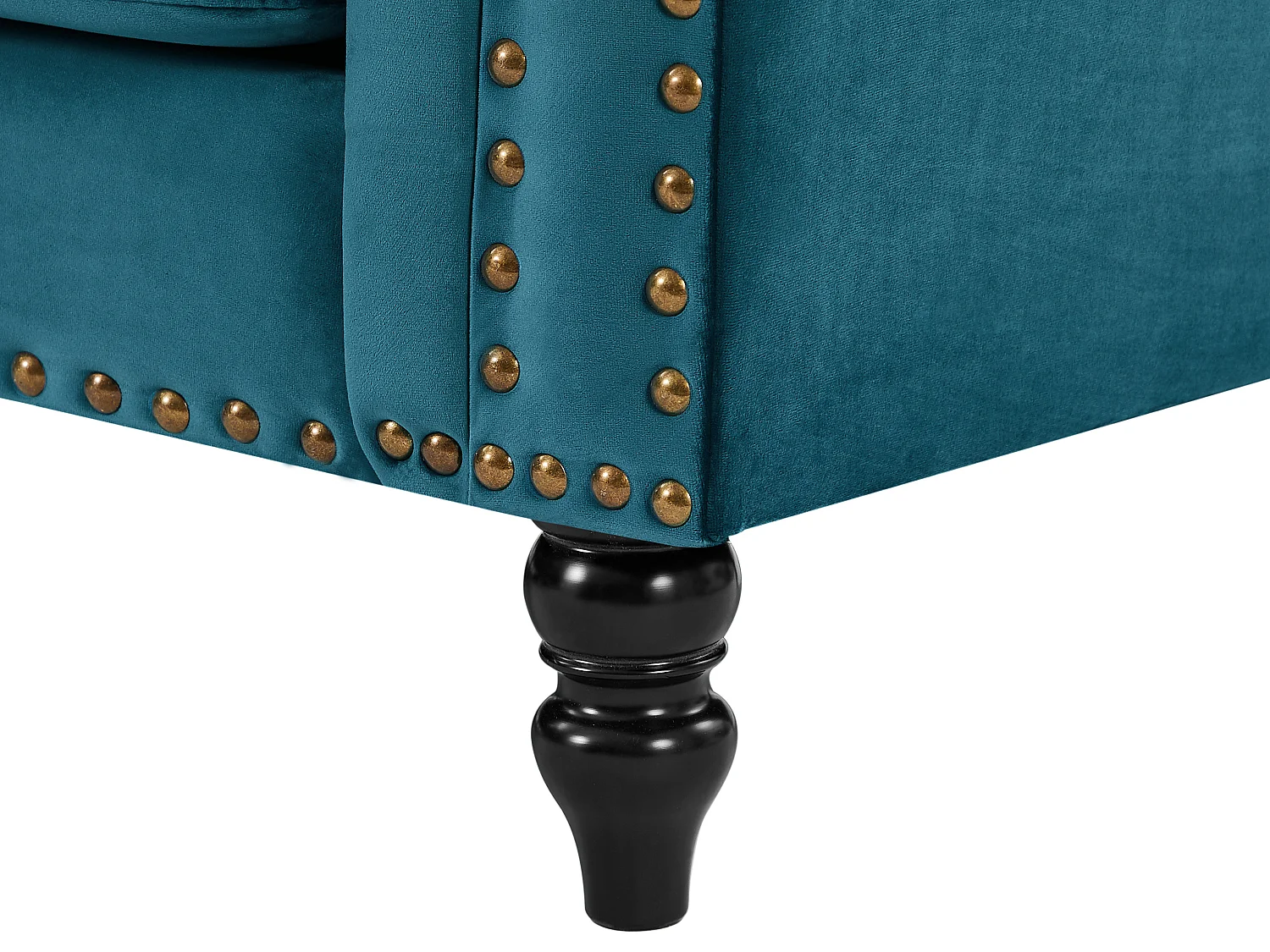 Omkeerbare hoekbank van blauwgroen velours TURNER