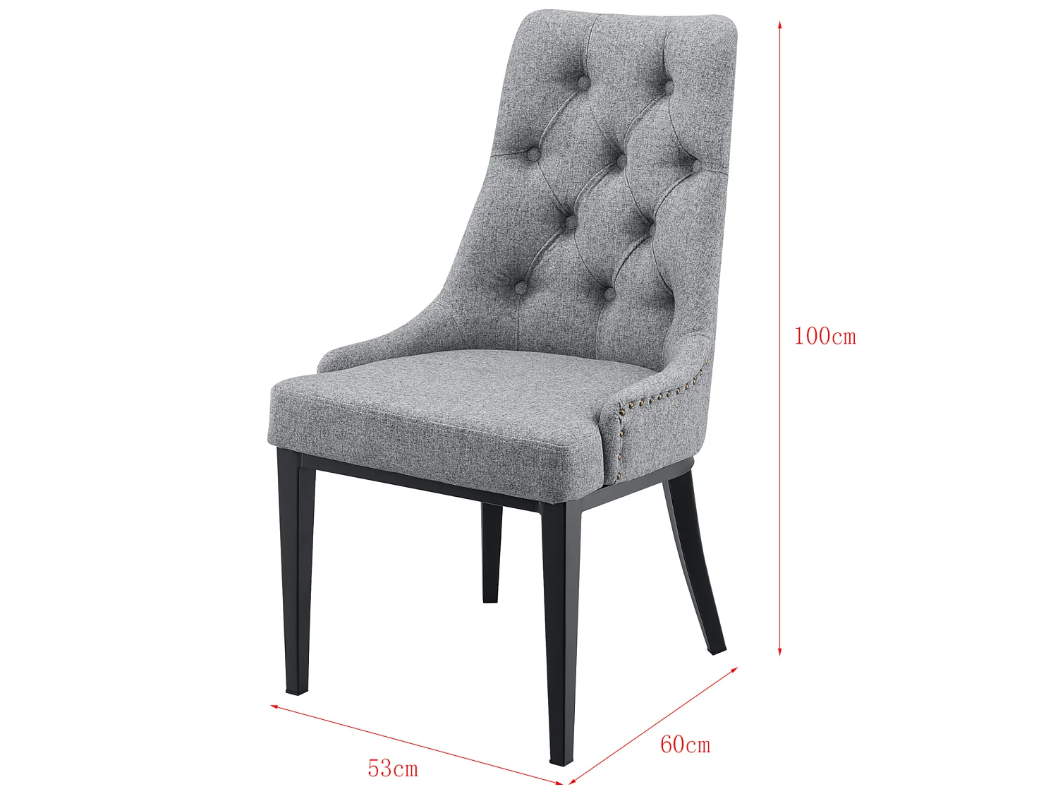 Chaise de Salle à Manger Chester Motif Chesterfield 100x53x60 cm Gris Clair [en.casa]