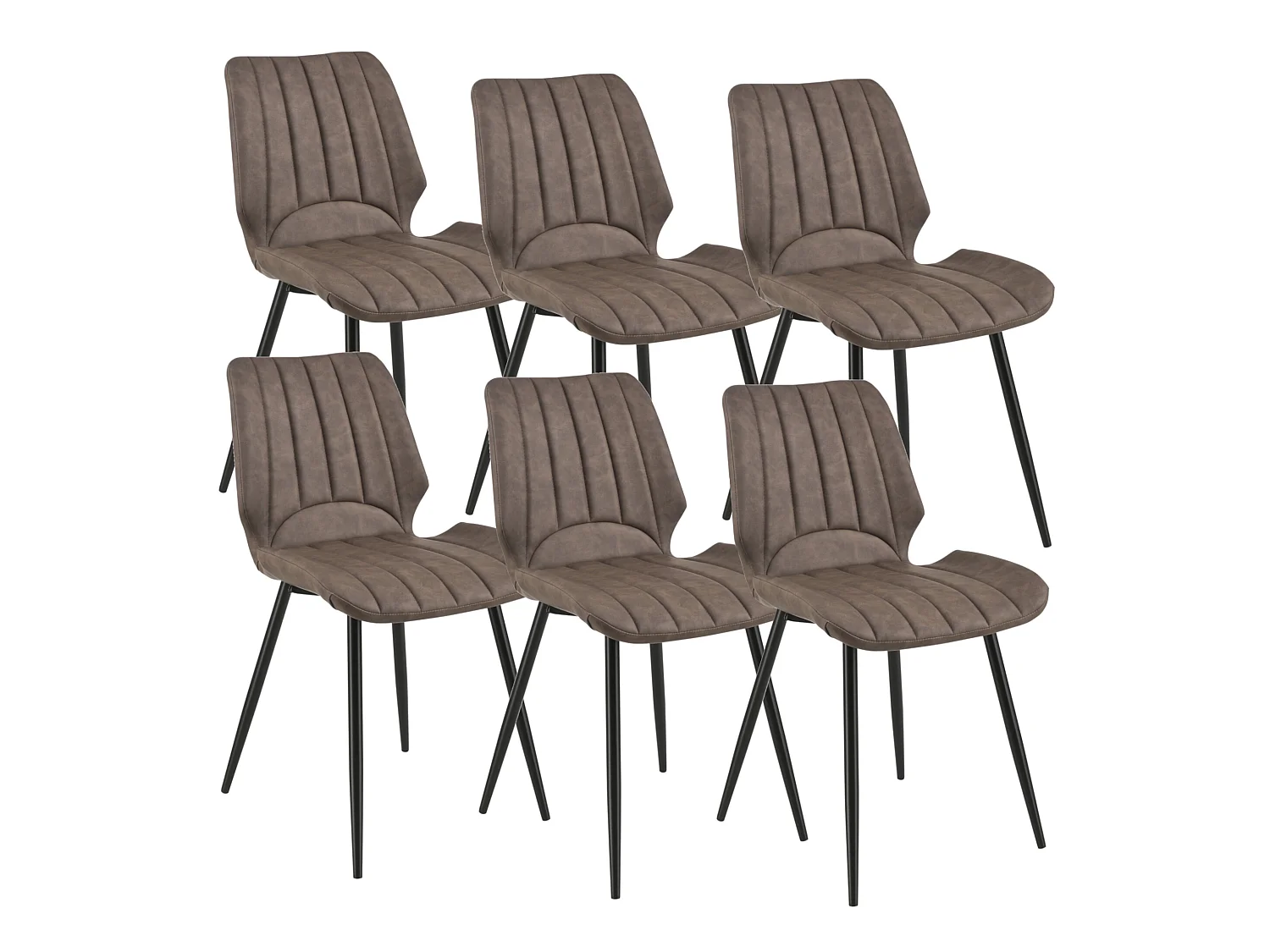 Set de 6 Chaises de Salle à Manger Mendoza Simili PU Métal 77 x 58 x 46 cm Marron Foncé [en.casa]