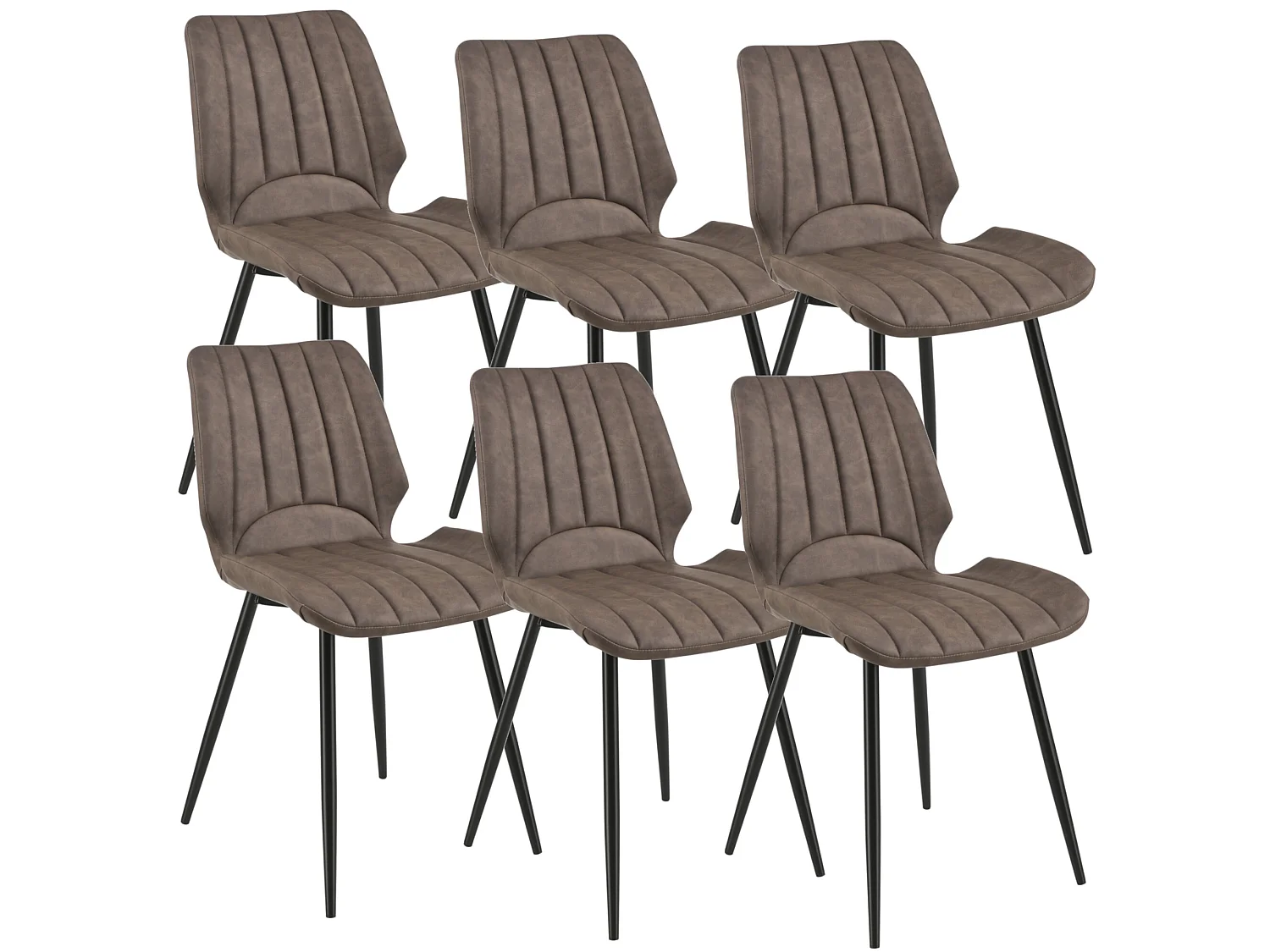 Set de 6 Chaises de Salle à Manger Mendoza Simili PU Métal 77 x 58 x 46 cm Marron Foncé [en.casa]