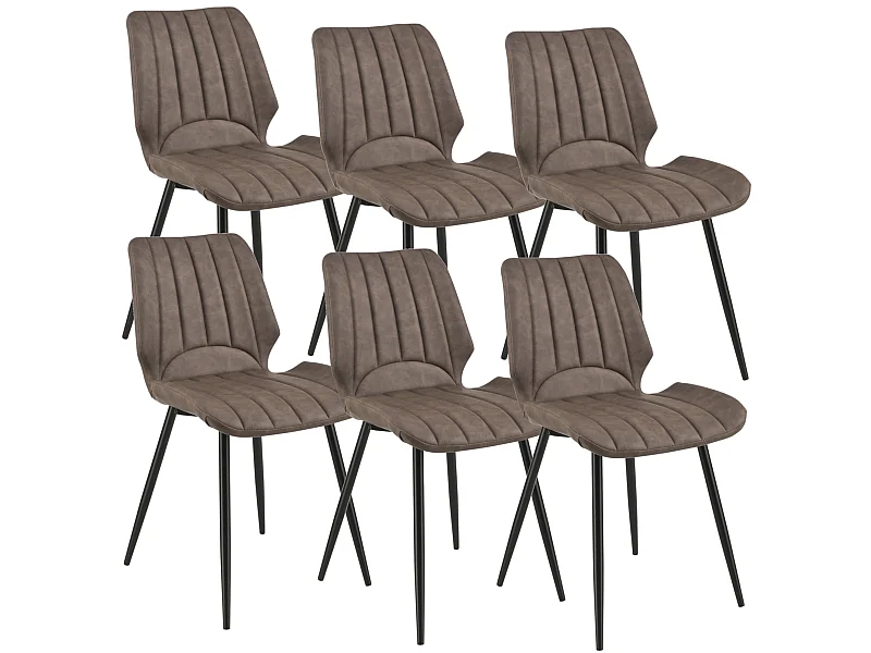 Set de 6 Chaises de Salle à Manger Mendoza Simili PU Métal 77 x 58 x 46 cm Marron Foncé [en.casa]