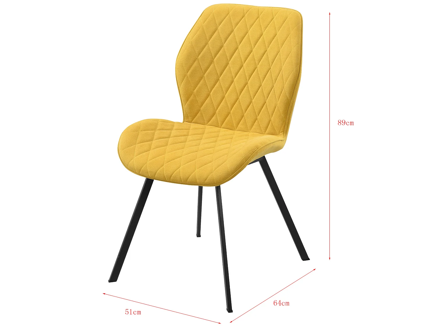 Lot de 2 Chaises de Salle à Manger Sarpsborg 89 x 51 x 64 cm Jaune Moutarde [en.casa]