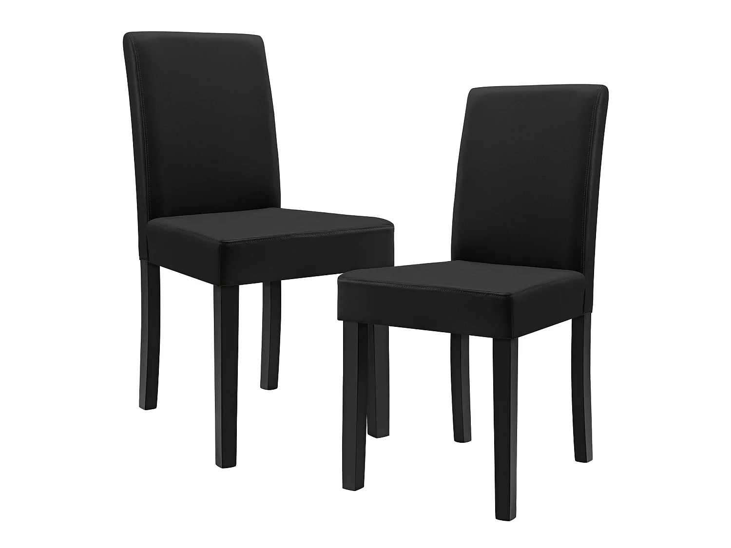 Kit de 2 Chaises Bois Simili 90 x 42 x 48 cm Noir Mat [en.casa]