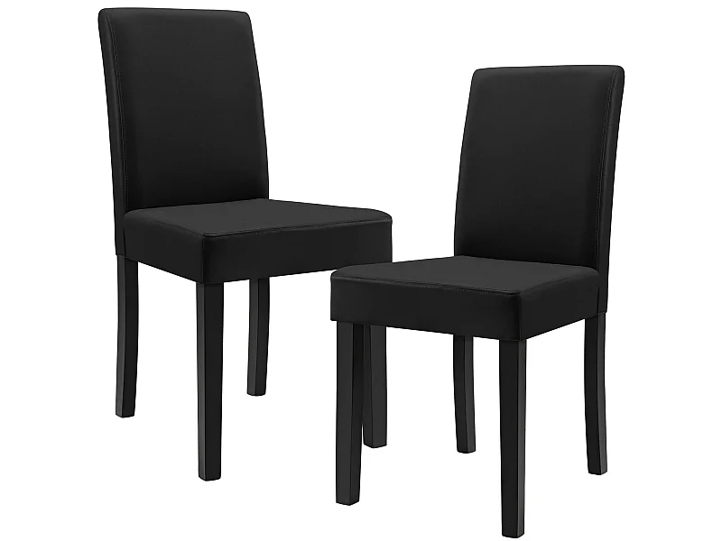 Kit de 2 Chaises Bois Simili 90 x 42 x 48 cm Noir Mat [en.casa]