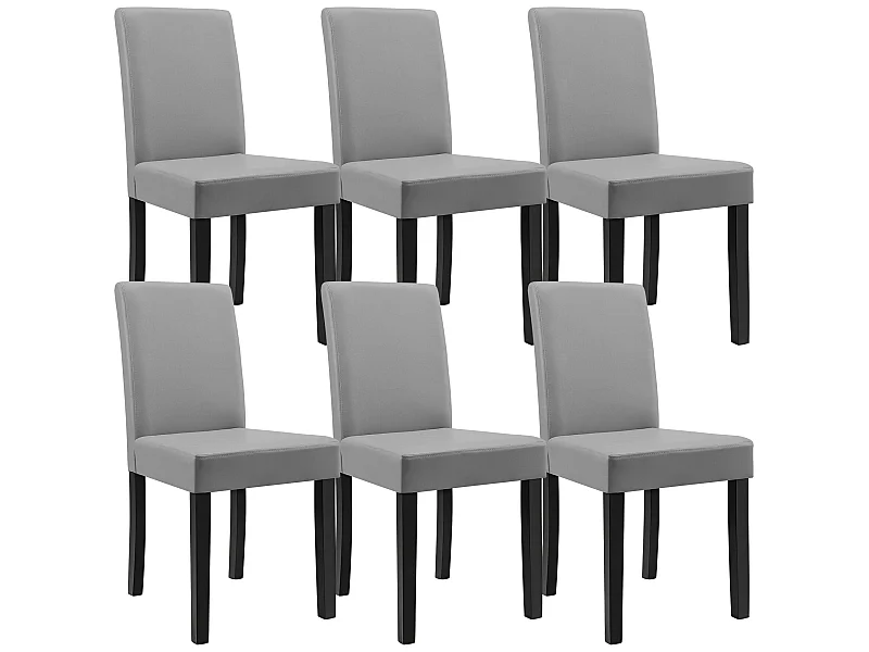Kit de 6 Chaises Bois Simili 90 x 42 x 48 cm Gris Clair [en.casa]
