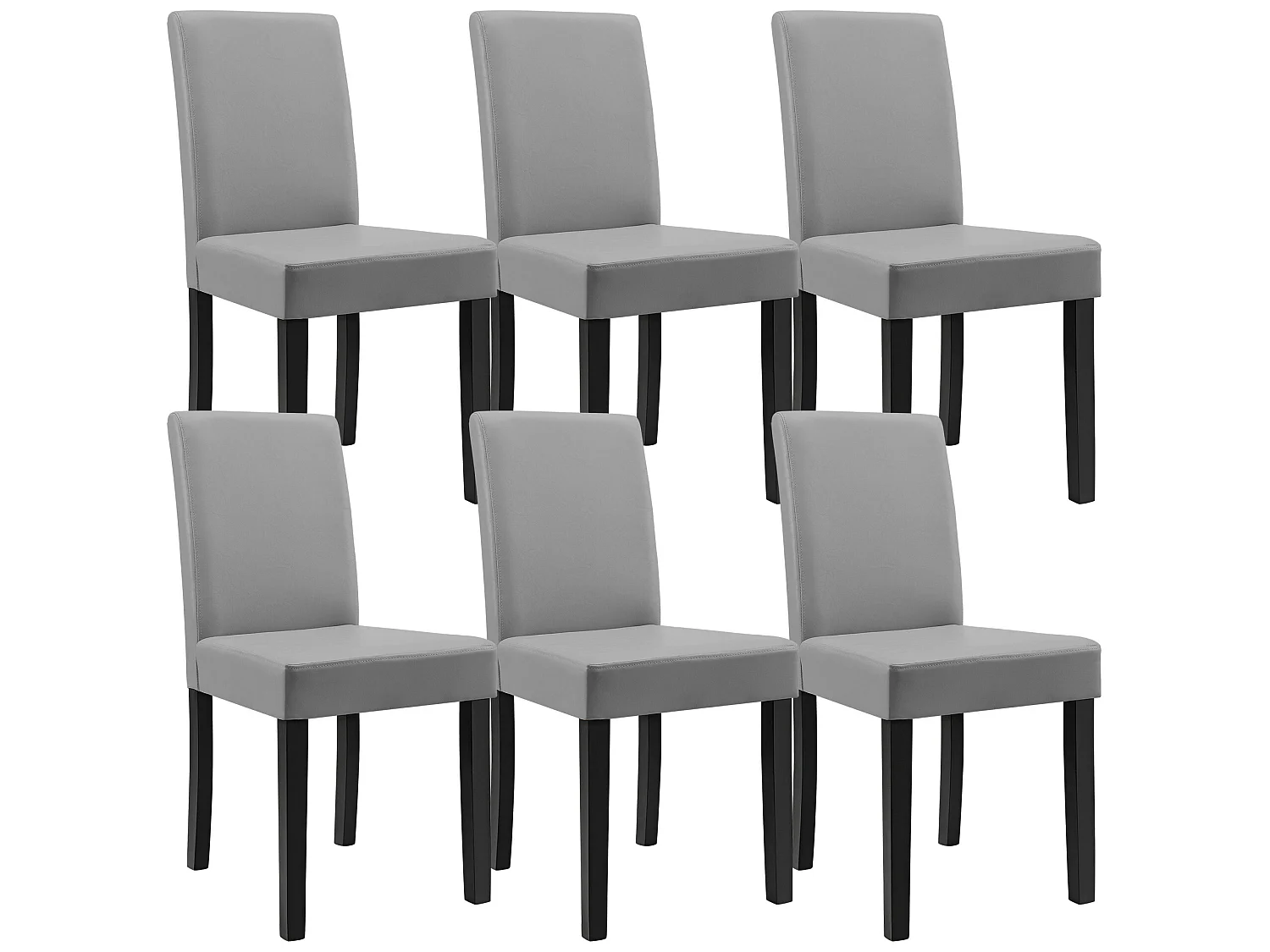 Kit de 6 Chaises Bois Simili 90 x 42 x 48 cm Gris Clair [en.casa]