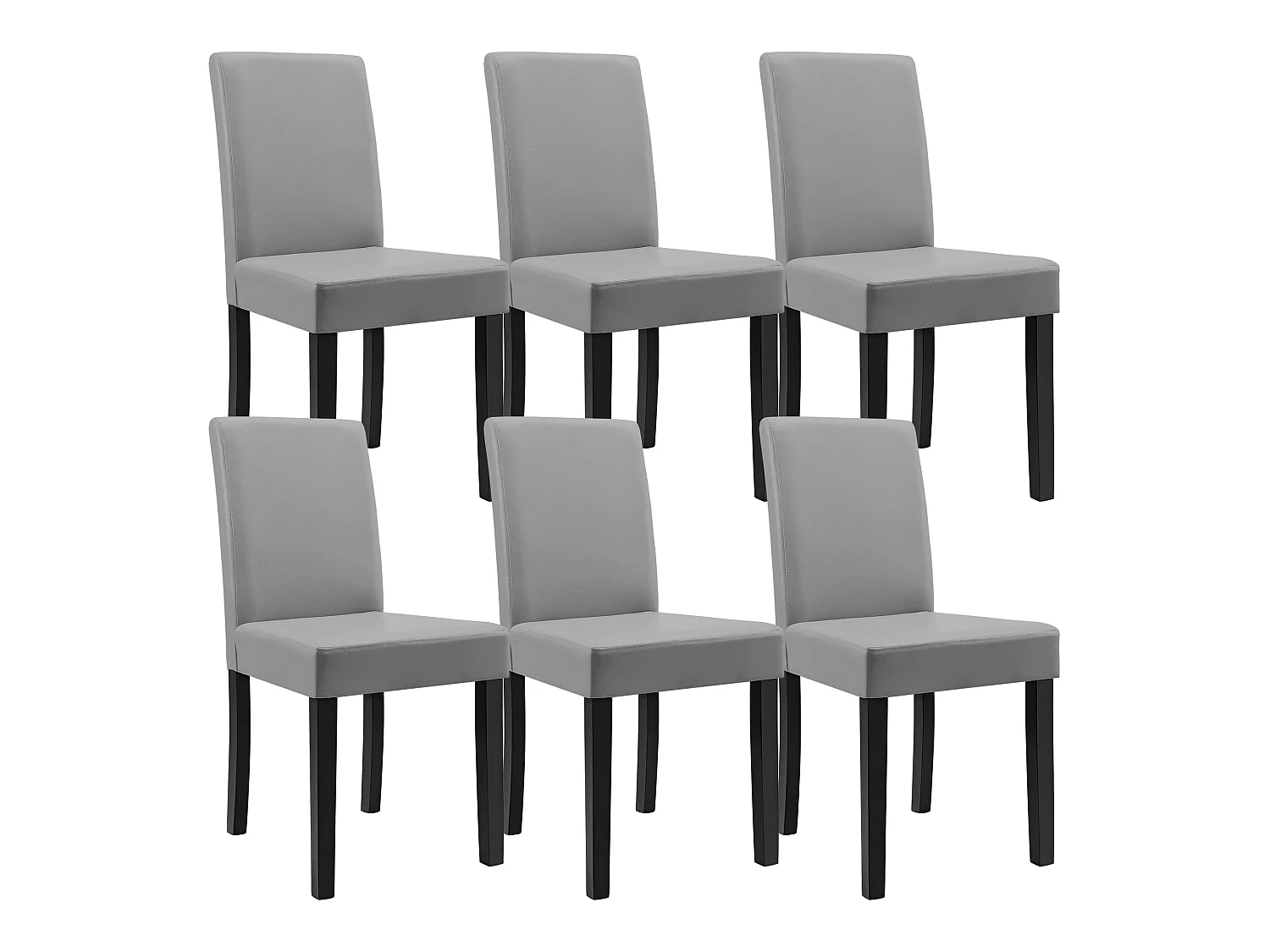 Kit de 6 Chaises Bois Simili 90 x 42 x 48 cm Gris Clair [en.casa]