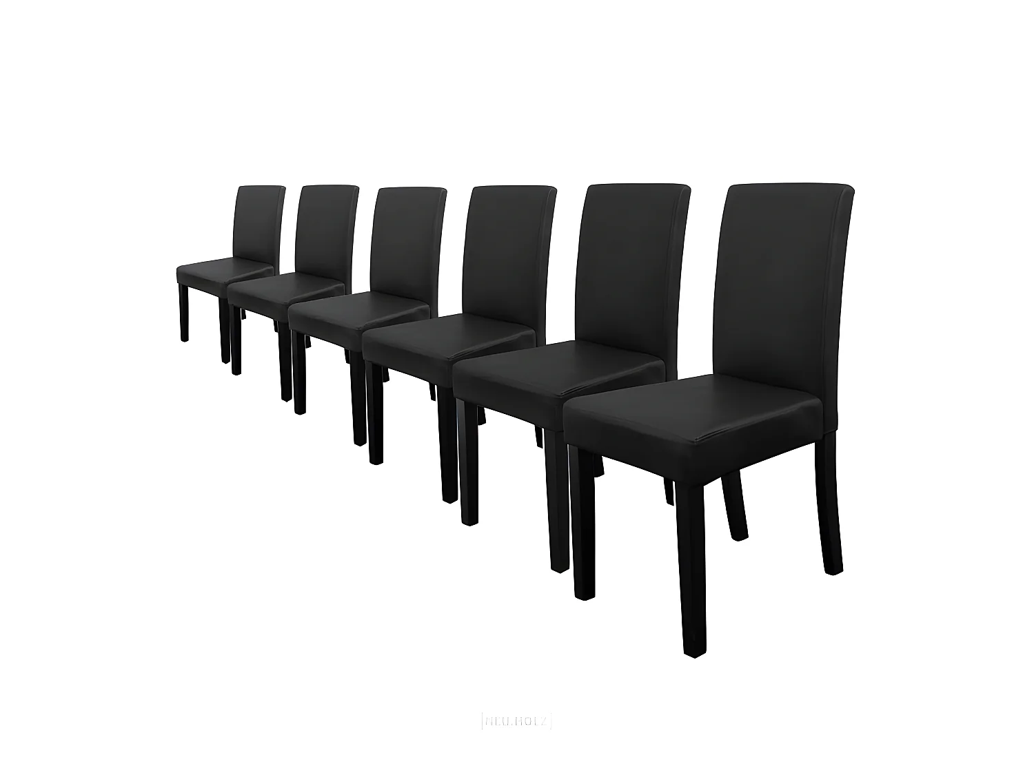 Kit de 6 Chaises Bois Simili 90 x 42 x 48 cm Noir [en.casa]