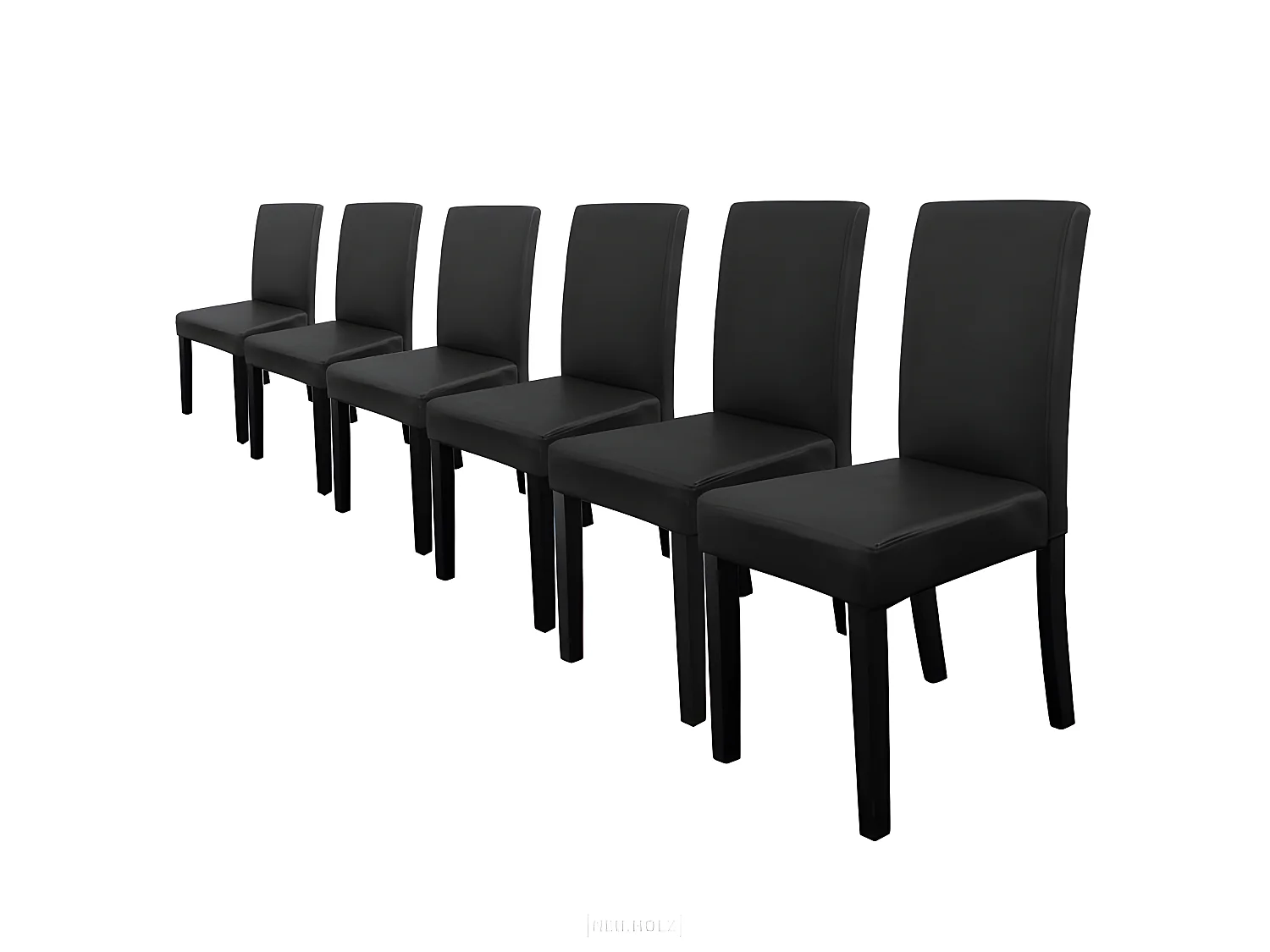Kit de 6 Chaises Bois Simili 90 x 42 x 48 cm Noir [en.casa]