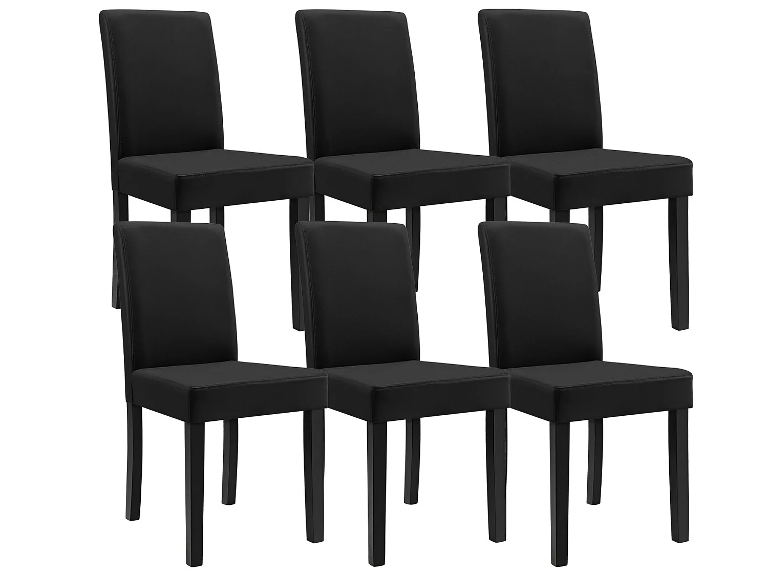 Kit de 6 Chaises Bois Simili 90 x 42 x 48 cm Noir [en.casa]