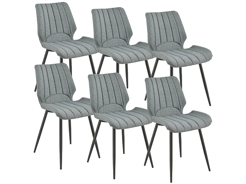 Set de 6 Chaises de Salle à Manger Mendoza Textile Polyester Métal 77 x 58 x 46 cm Gris Foncé [en.casa]