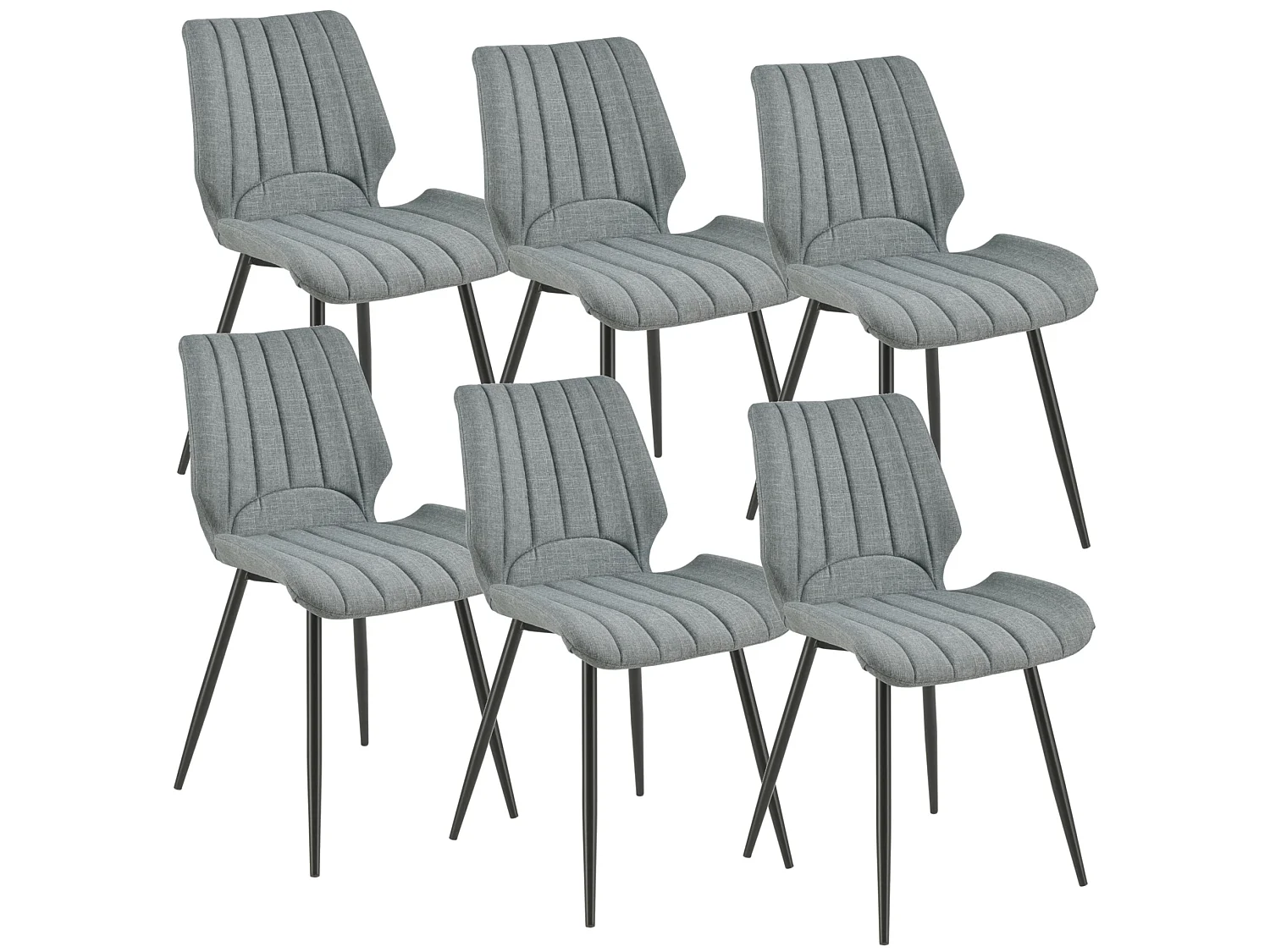 Set de 6 Chaises de Salle à Manger Mendoza Textile Polyester Métal 77 x 58 x 46 cm Gris Foncé [en.casa]