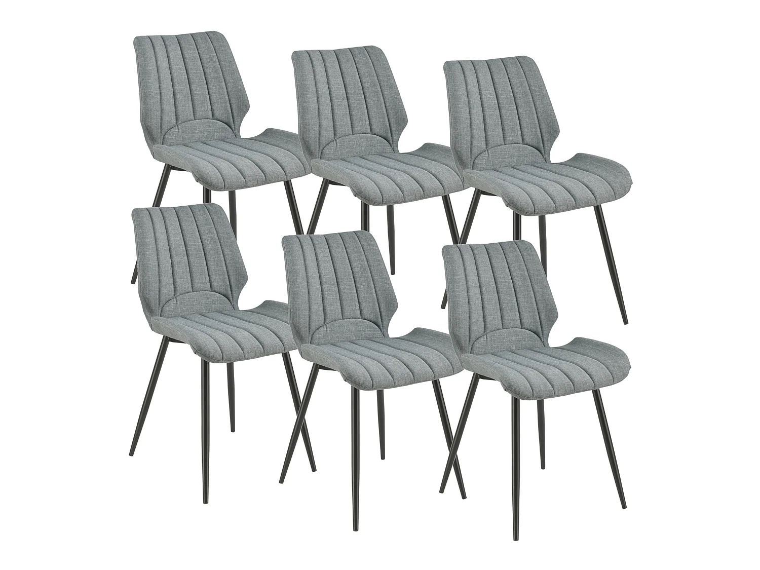 Set de 6 Chaises de Salle à Manger Mendoza Textile Polyester Métal 77 x 58 x 46 cm Gris Foncé [en.casa]