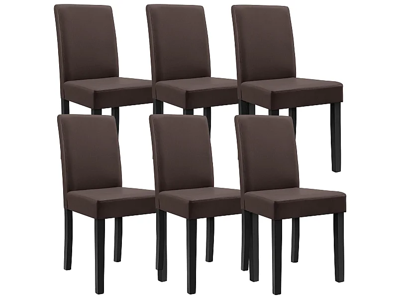 Kit de 6 Chaises Bois Simili 90 x 42 x 48 cm Marron - Mat [en.casa]