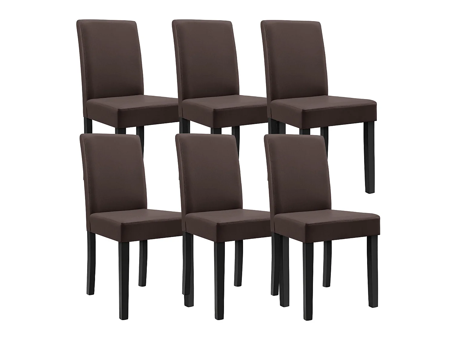 Kit de 6 Chaises Bois Simili 90 x 42 x 48 cm Marron - Mat [en.casa]
