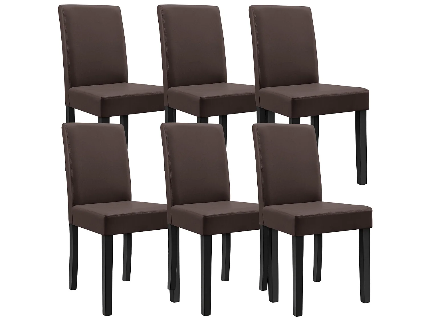 Kit de 6 Chaises Bois Simili 90 x 42 x 48 cm Marron - Mat [en.casa]