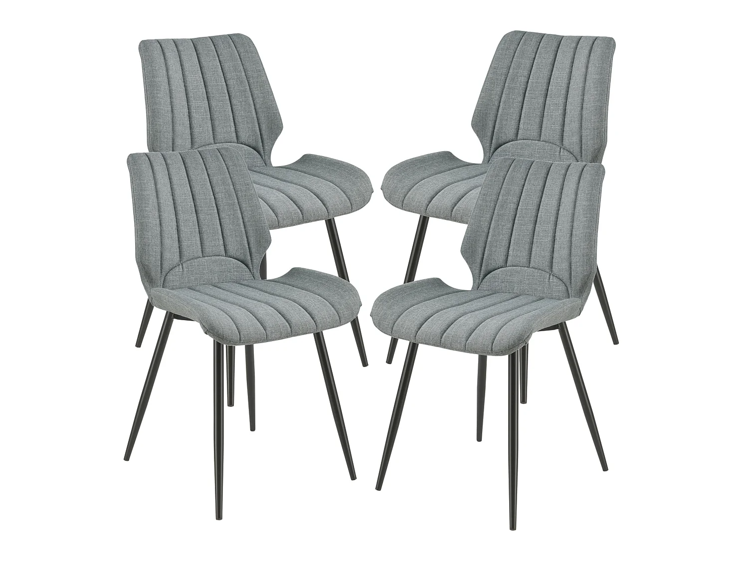 Set de 4 Chaises de Salle à Manger Mendoza Textile Polyester Métal 77 x 58 x 46 cm Gris Foncé [en.casa]