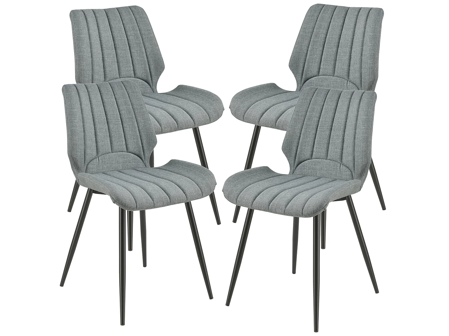 Set de 4 Chaises de Salle à Manger Mendoza Textile Polyester Métal 77 x 58 x 46 cm Gris Foncé [en.casa]