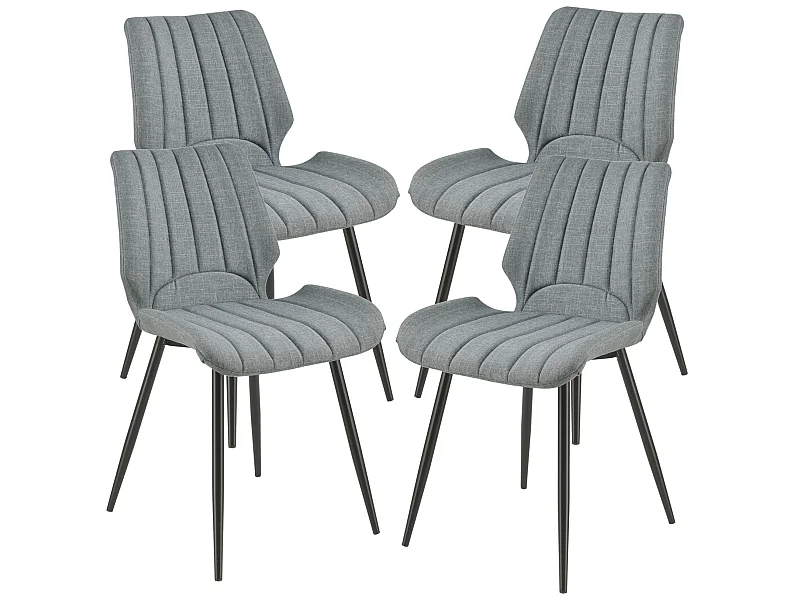 Set de 4 Chaises de Salle à Manger Mendoza Textile Polyester Métal 77 x 58 x 46 cm Gris Foncé [en.casa]