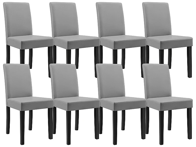 Kit de 8 Chaises Bois Simili 90 x 42 x 48 cm Gris Clair [en.casa]