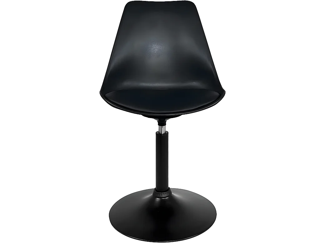 Lot 2 chaise pivotante rotative design rétro vintage coussin simili cuir intégré NOSA (Noir)