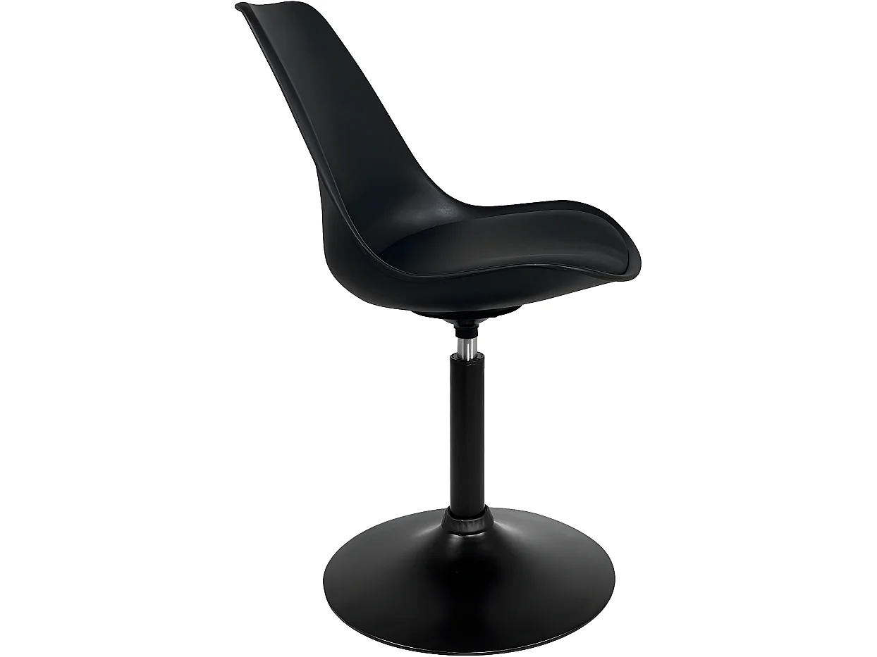 Lot 2 chaise pivotante rotative design rétro vintage coussin simili cuir intégré NOSA (Noir)