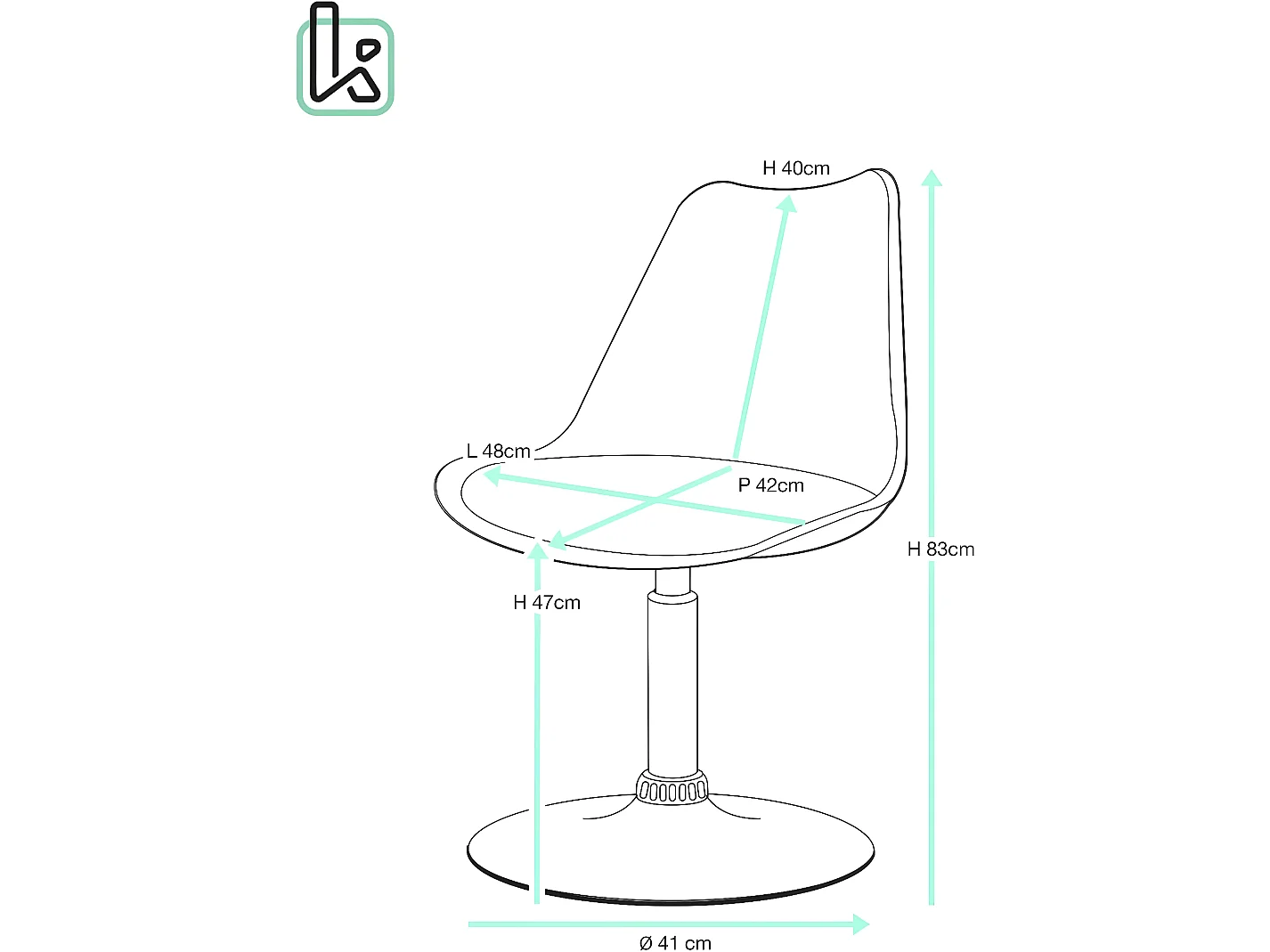 Lote de 2 sillas giratorias de diseño retro vintage, cojín de cuero sintético integrado NOSA (blanco)