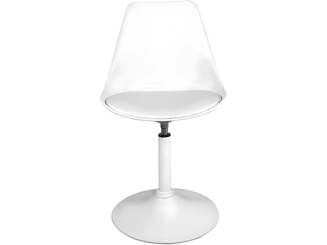 Lote de 2 sillas giratorias de diseño retro vintage, cojín de cuero sintético integrado NOSA (blanco)