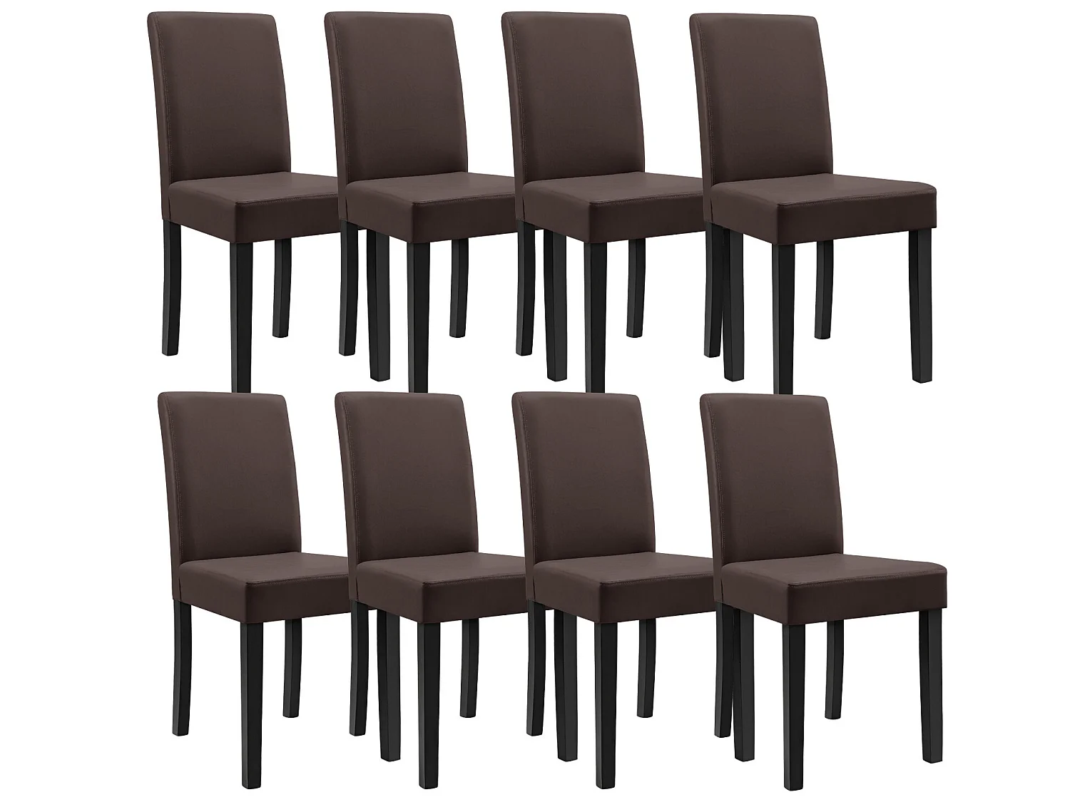 Kit de 8 Chaises Bois Simili 90 x 42 x 48 cm Marron Mat [en.casa]