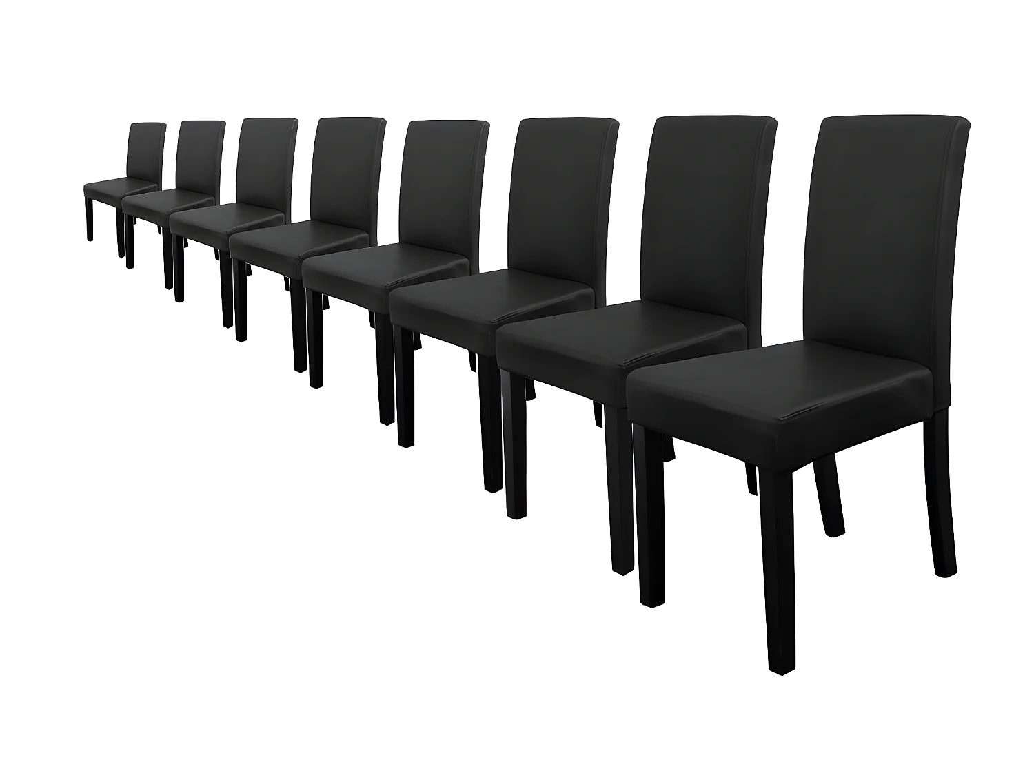 Kit de 8 Chaises Bois Simili 90 x 42 x 48 cm Noir Mat [en.casa]