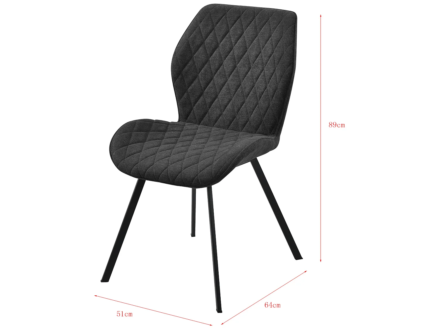 Lot de 2 Chaises de Salle à Manger Sarpsborg 89 x 51 x 64 cm Gris Foncé [en.casa]