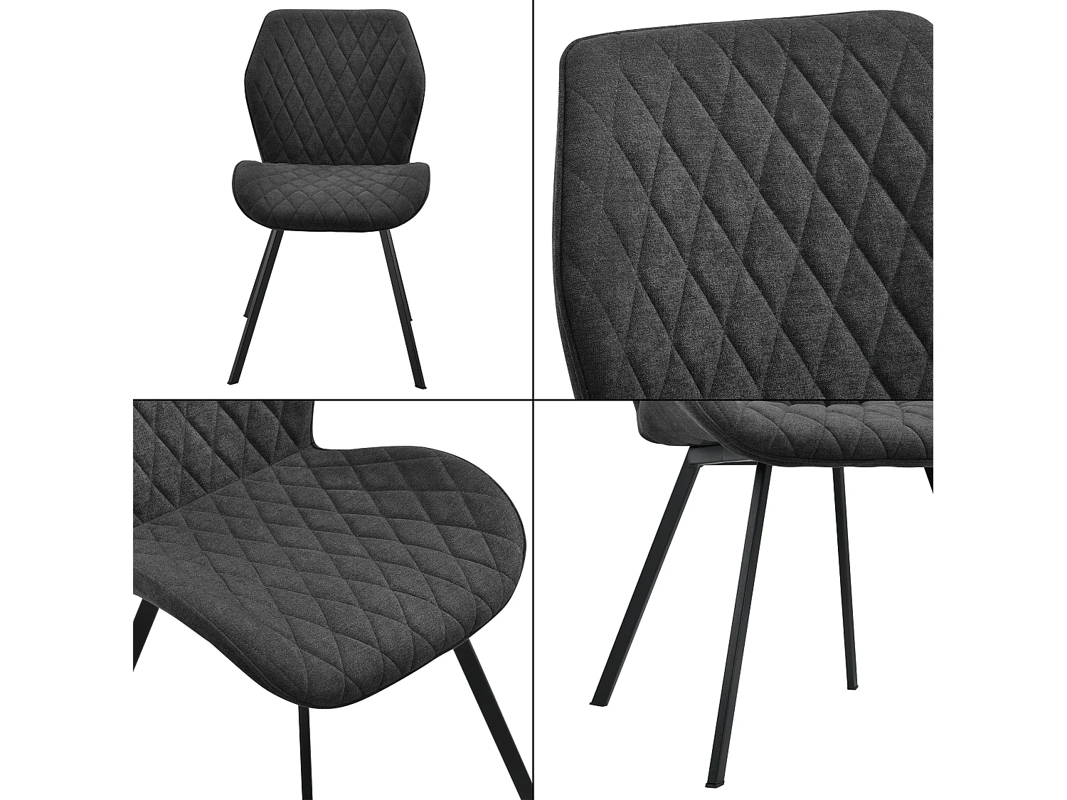 Lot de 2 Chaises de Salle à Manger Sarpsborg 89 x 51 x 64 cm Gris Foncé [en.casa]