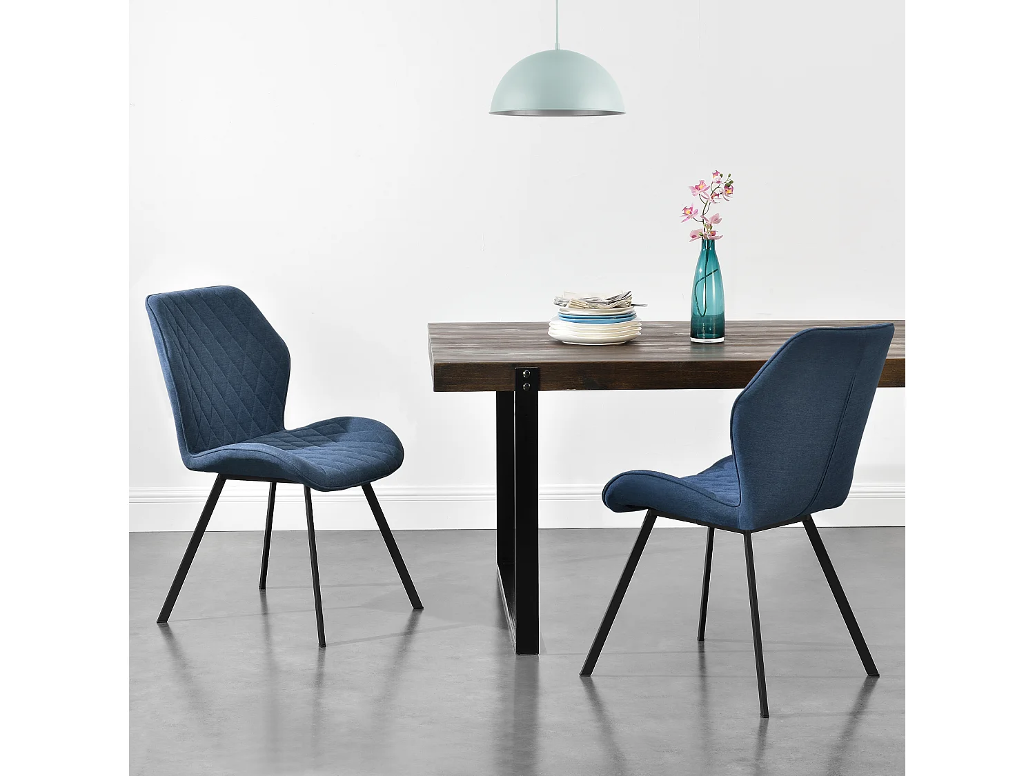 Lot de 2 Chaises de Salle à Manger Sarpsborg 89 x 51 x 64 cm Bleu Foncé [en.casa]