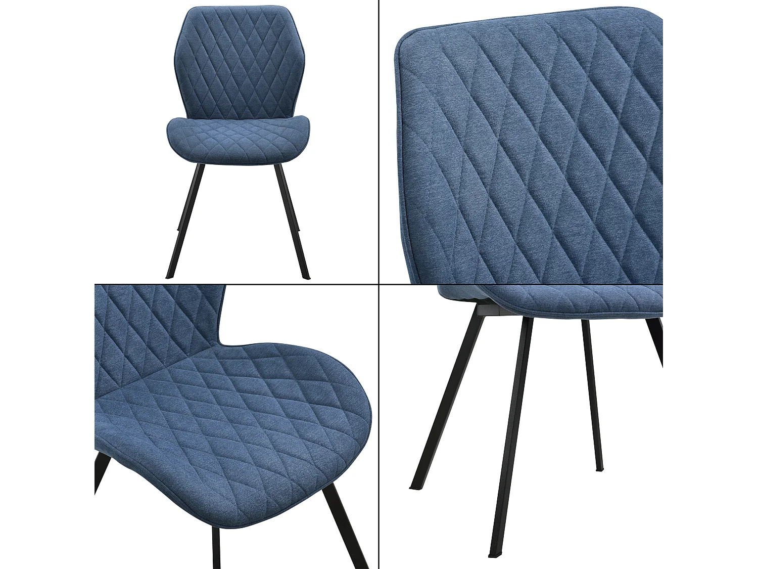Lot de 2 Chaises de Salle à Manger Sarpsborg 89 x 51 x 64 cm Bleu Foncé [en.casa]
