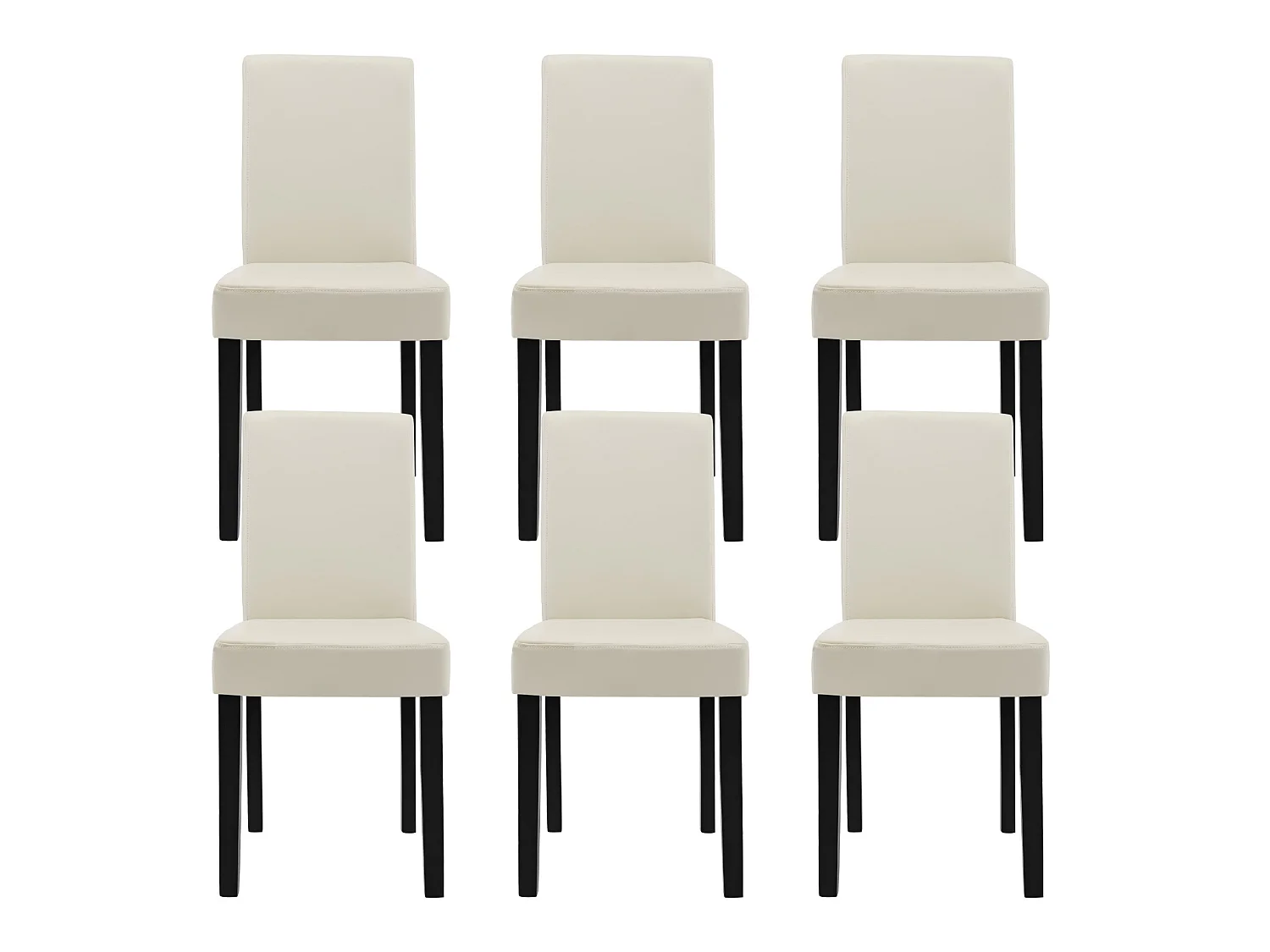 Kit de 6 Chaises Bois Simili 90 x 42 x 48 Crème - Ivoire [en.casa]