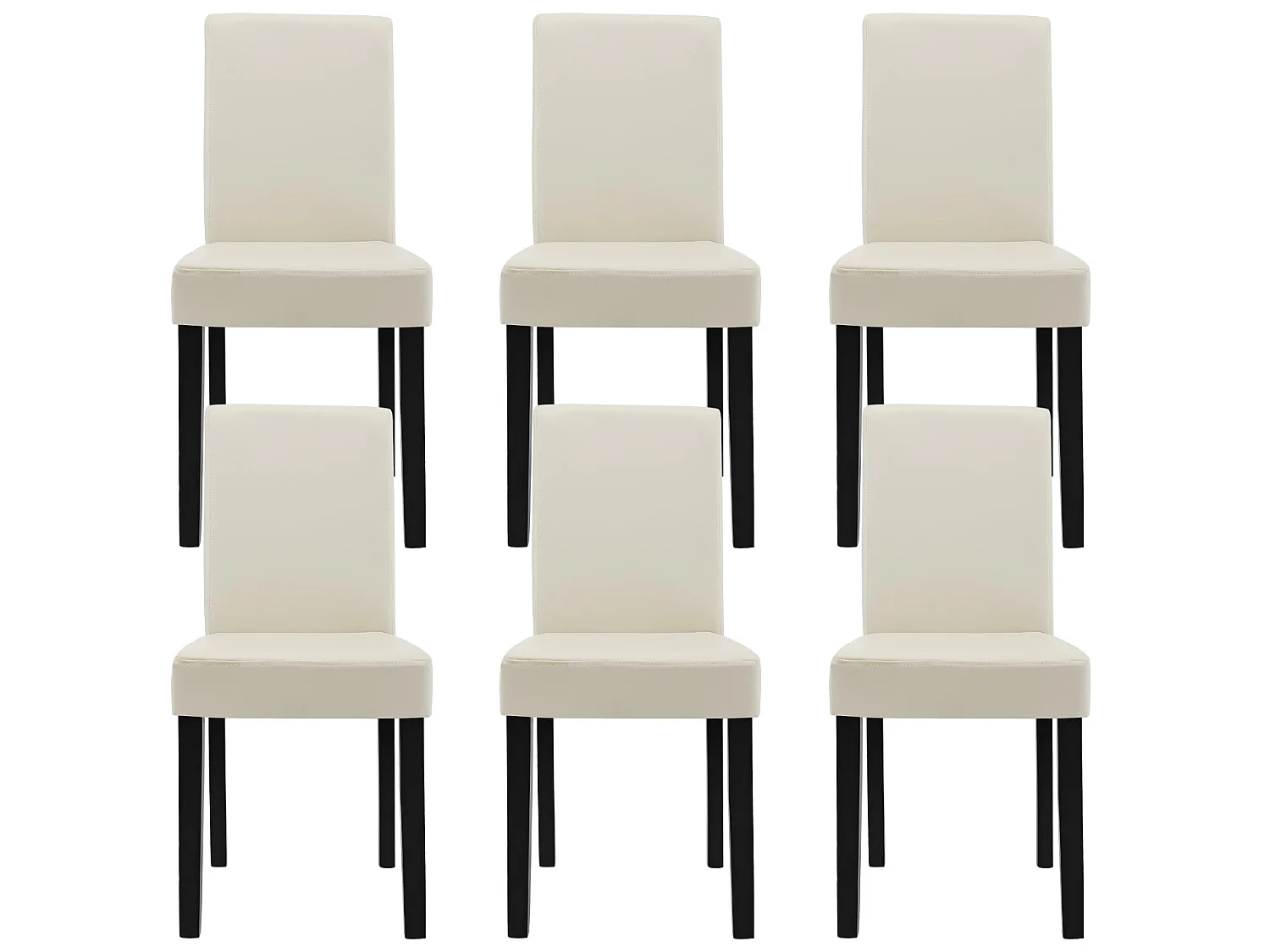 Kit de 6 Chaises Bois Simili 90 x 42 x 48 Crème - Ivoire [en.casa]