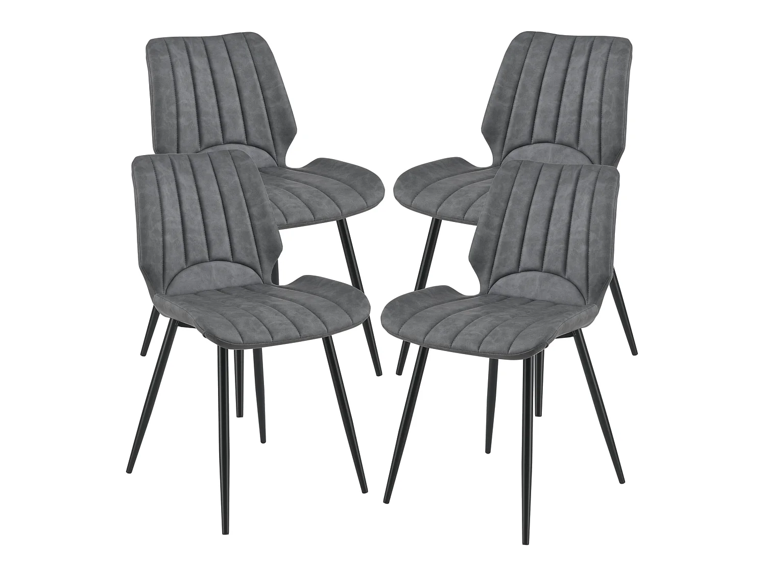 Set de 4 Chaises de Salle à Manger Mendoza Simili PU Métal 77 x 58 x 46 cm Gris Foncé [en.casa]