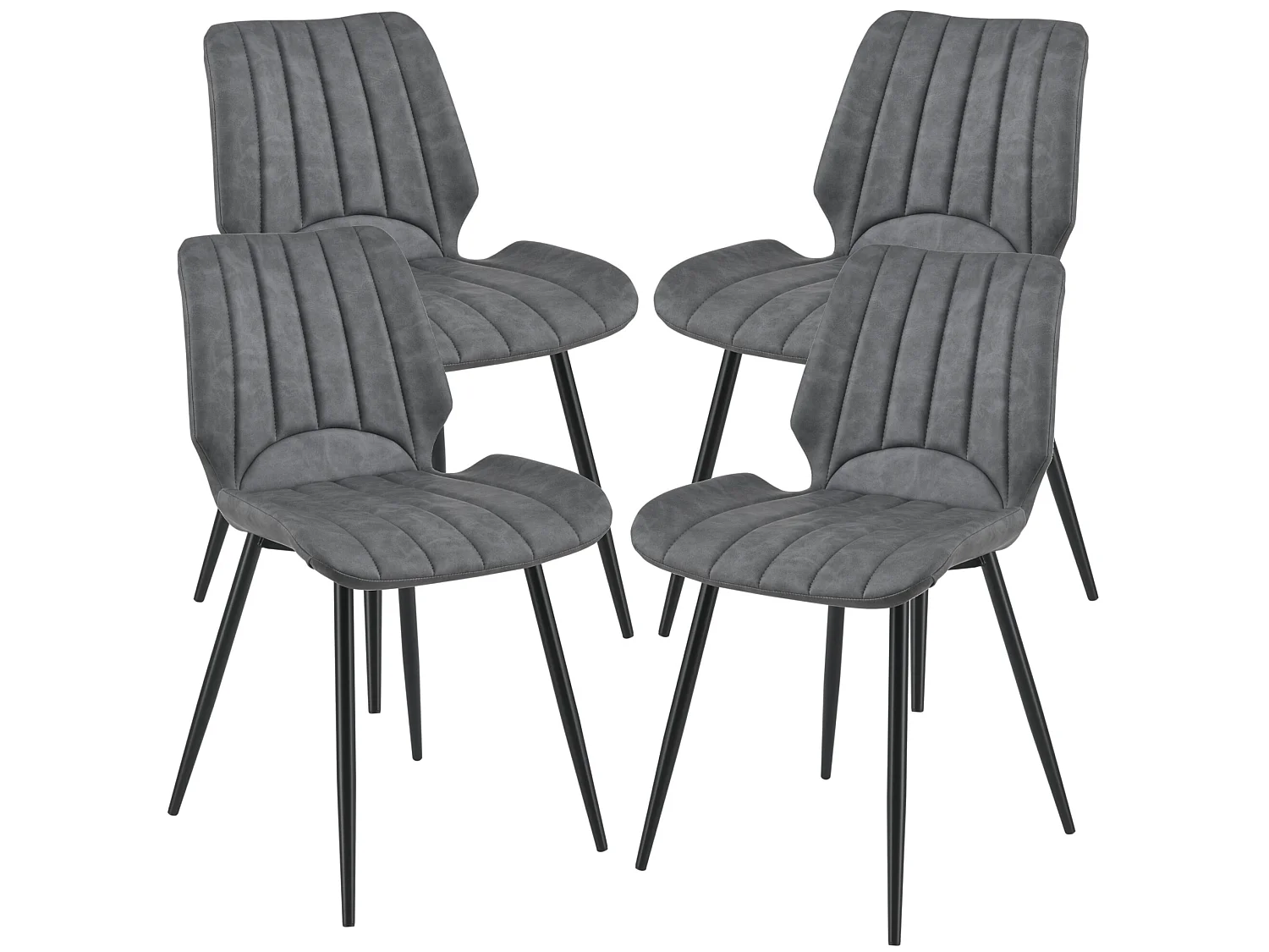Set de 4 Chaises de Salle à Manger Mendoza Simili PU Métal 77 x 58 x 46 cm Gris Foncé [en.casa]