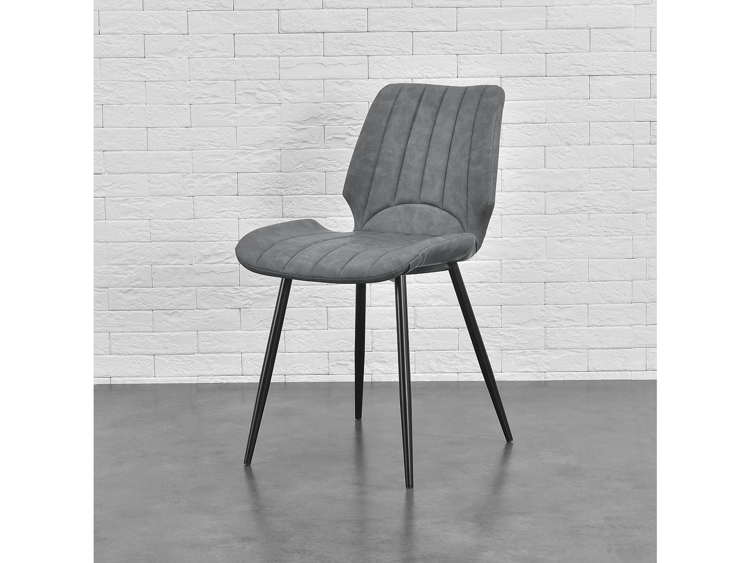 Set de 4 Chaises de Salle à Manger Mendoza Simili PU Métal 77 x 58 x 46 cm Gris Foncé [en.casa]