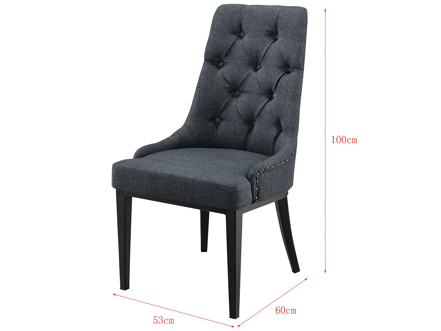 Chaise de Salle à Manger Chester Motif Chesterfield 100x53x60 cm Gris Foncé [en.casa]