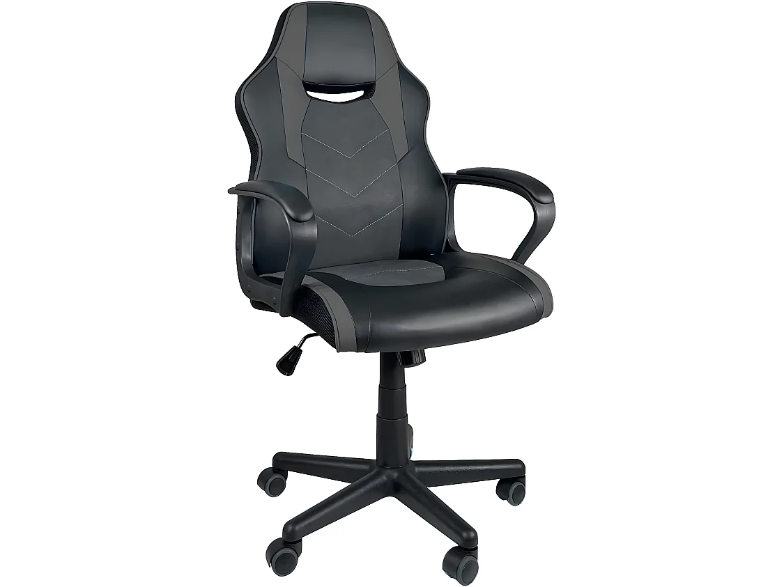 Chaise gamer junior siège basculant pivotant hauteur réglable accoudoir rembourré FLIP (noir gris)