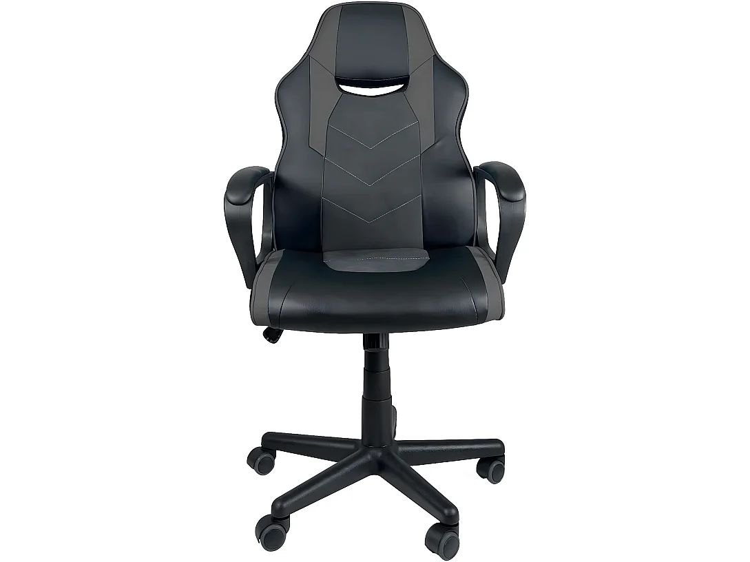 Chaise gamer junior siège basculant pivotant hauteur réglable accoudoir rembourré FLIP (noir gris)