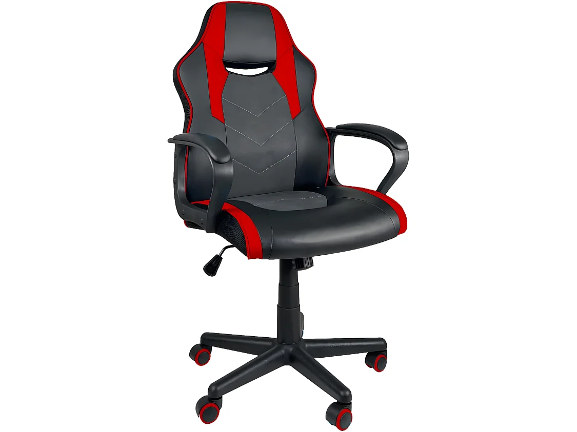 Chaise gamer junior siège basculant pivotant hauteur réglable accoudoir rembourré FLIP (noir rouge)