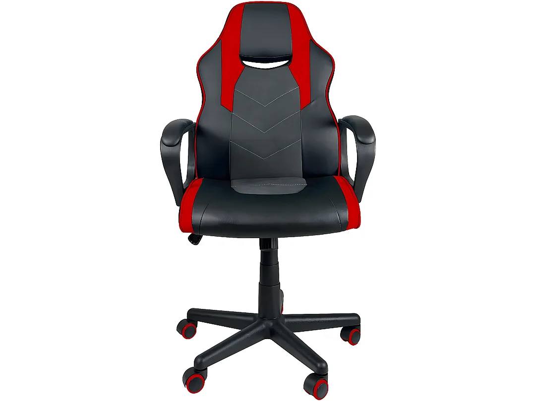 Chaise gamer junior siège basculant pivotant hauteur réglable accoudoir rembourré FLIP (noir rouge)