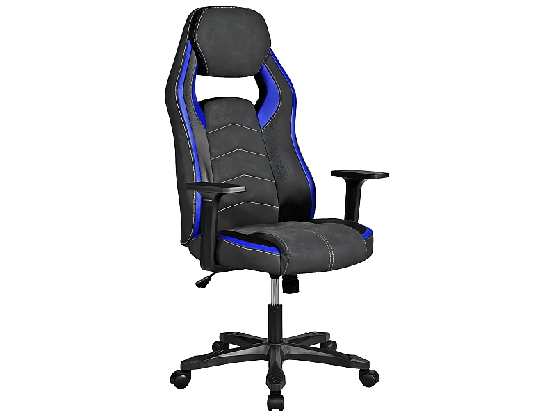 Gaming stoel zitting schommelend simili leder alcantara verstelbare hoogte draaibaar wieltjes AZUL