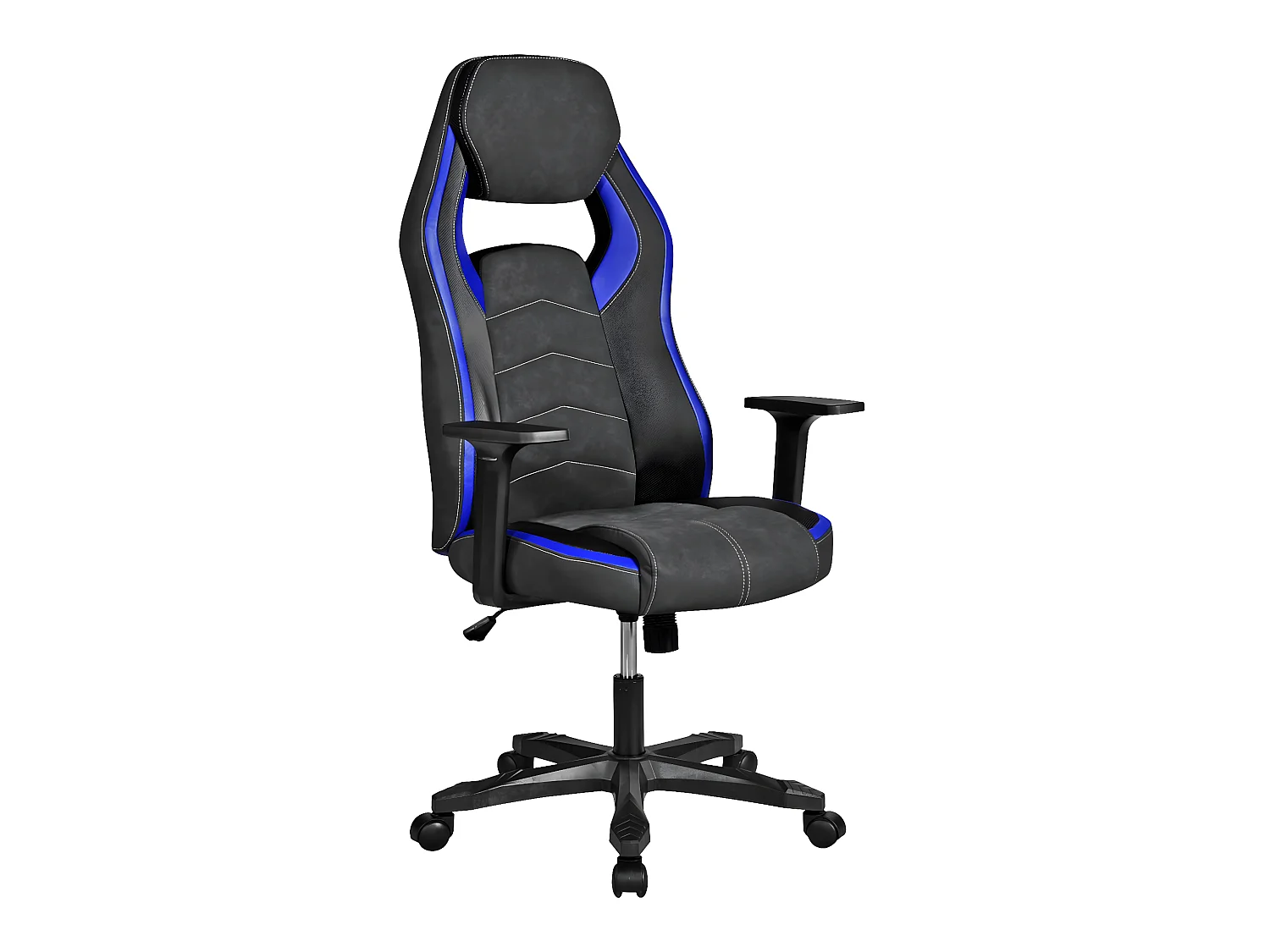 Gaming stoel zitting schommelend simili leder alcantara verstelbare hoogte draaibaar wieltjes AZUL