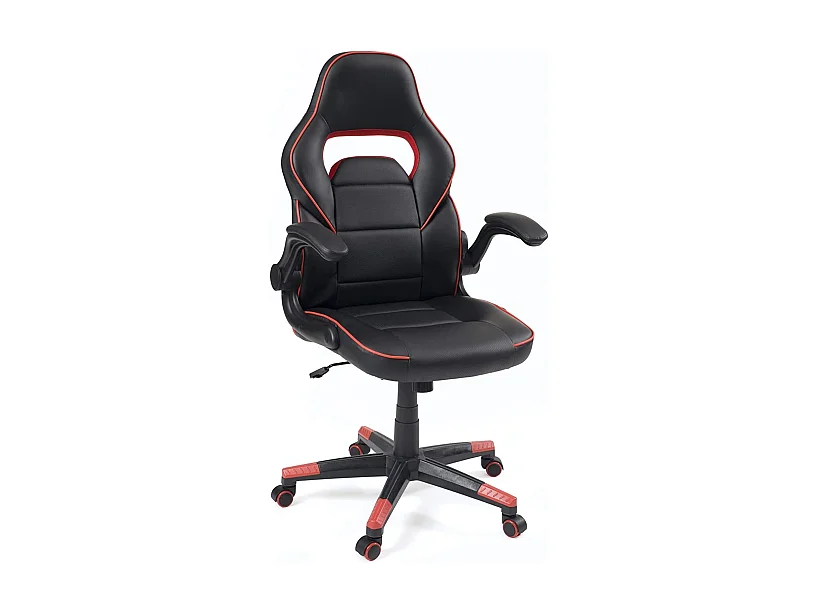 Fauteuil gamer simili cuir basculant pivotant accoudoir rembourré relevables roulettes BAJA